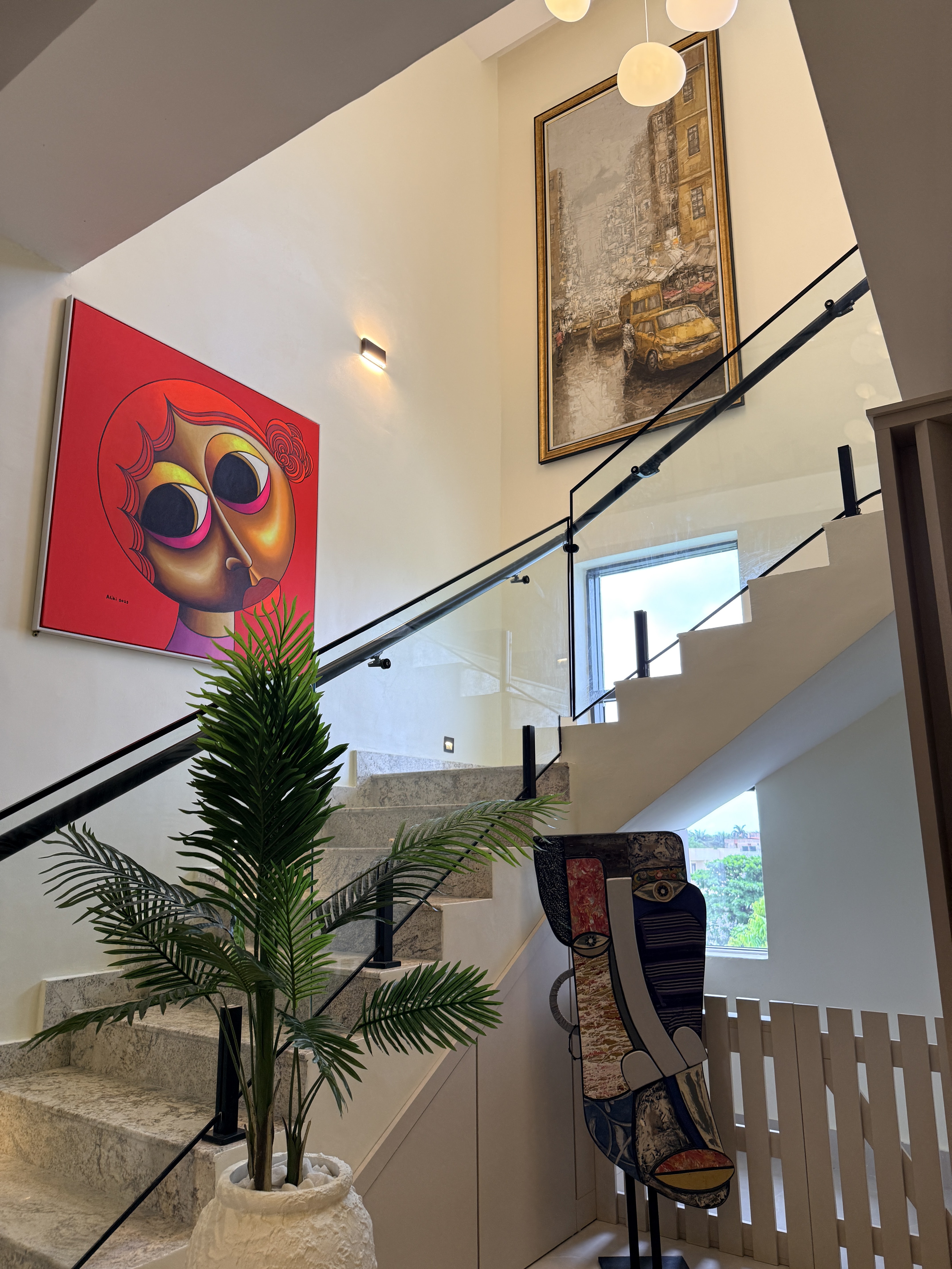 Staircase art and plant styling